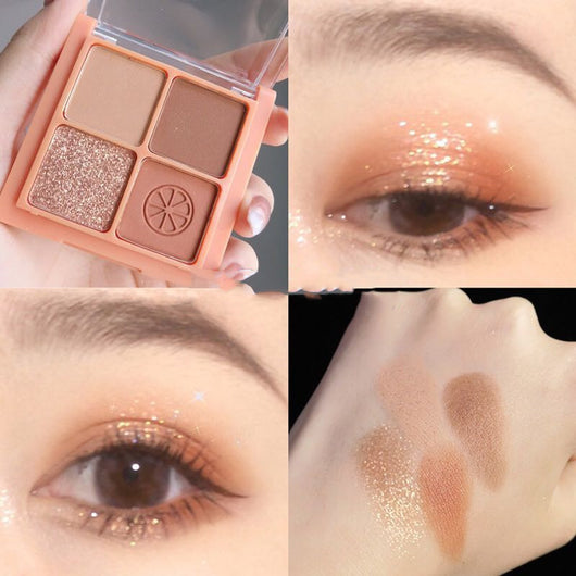 Paleta de Sombras de Ojos 4 Colores Mate Perlado Gris Tierra Púrpura Impermeable con Brillo - Image 22