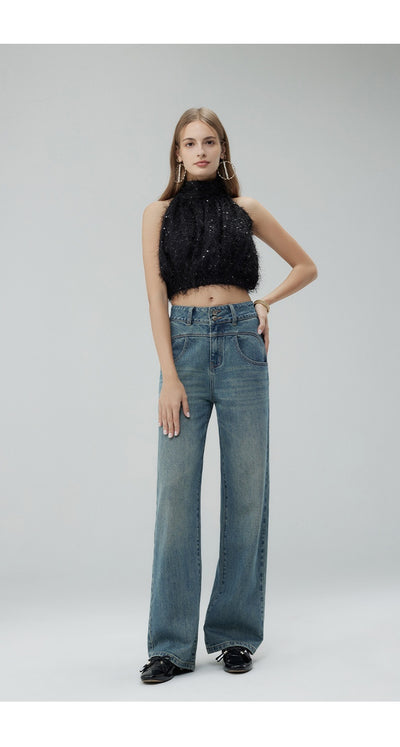 Pantalones Anchos Cintura Alta Estilo Retro con Detalles Rotos para Mujer - Image 16