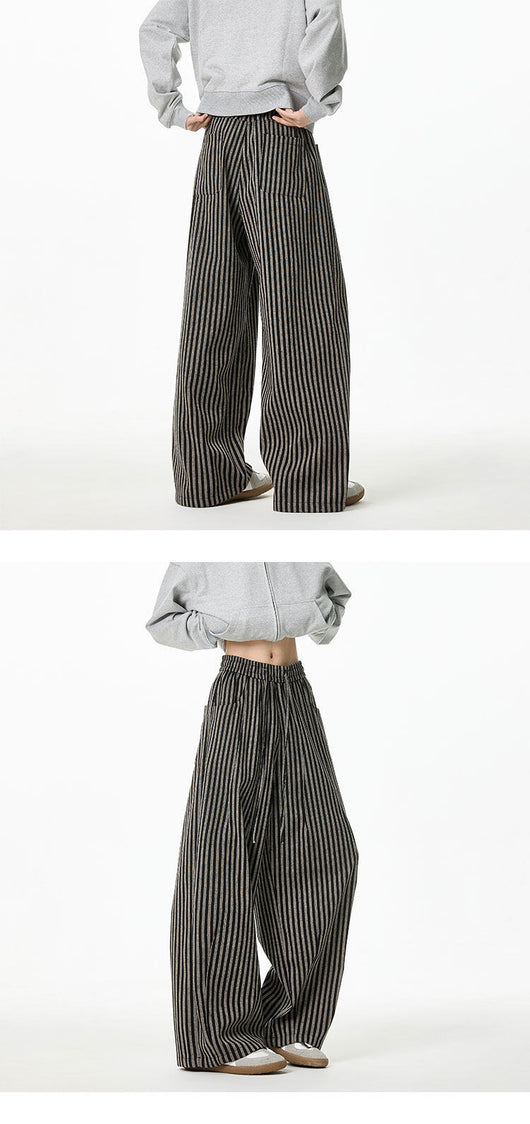 Pantalones Casuales Tejidos a Rayas con Corte Recto para Hombre - Image 15
