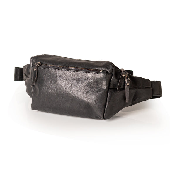 Bolsa Pectoral de Cuero Negro para Hombre
