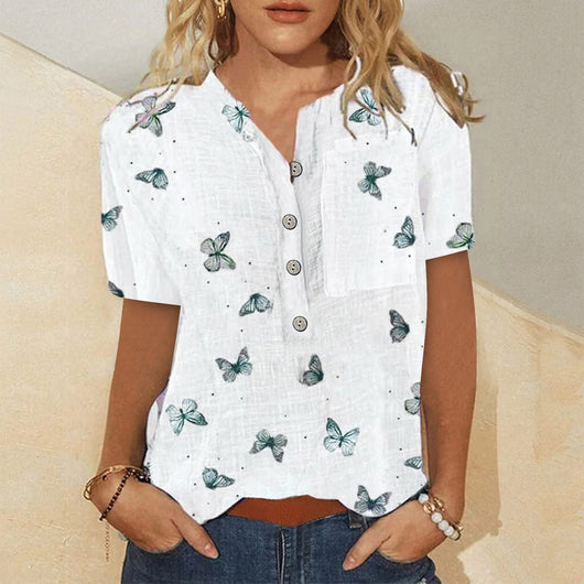 Camisa Suelta Estampada con Diseño Irregular - Image 5