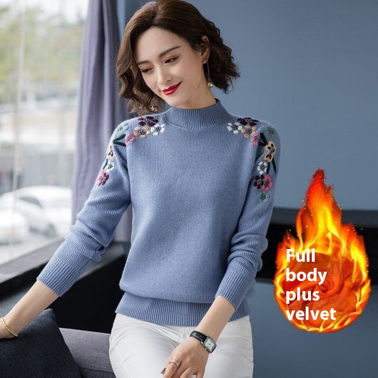 Blusa Suelta con Cuello Alto y Bordados para Mujer - Image 13