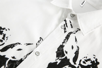 Camisa Casual Estampada en Blanco y Negro para Hombre - Image 11