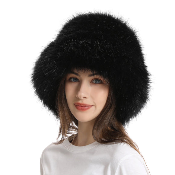 Gorro Pescador Mujer Ala Ancha Acolchado Cálido de Color Sólido