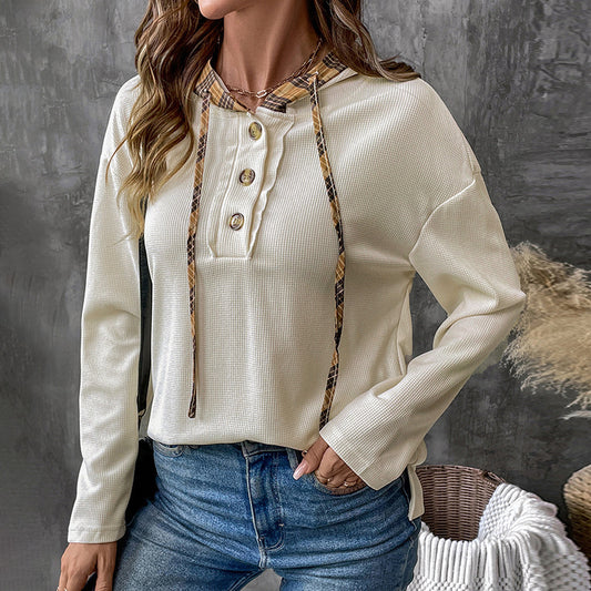 Sudadera Hoodie Patchwork Cuadros para Mujer