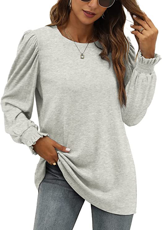 Blusa Elegante con Cuello Redondo y Mangas Abullonadas para Mujer - Image 7