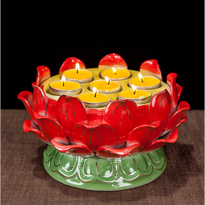 Porta Vela de Loto Cerámica - Recipiente Dharma para Meditación - Image 6