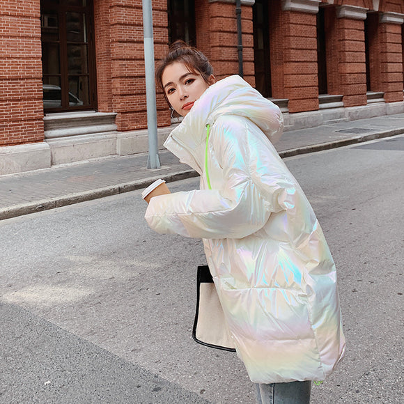 Abrigo de Algodón Desechable Multicolor Estilo Coreano para Mujer