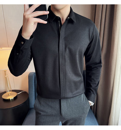 Camisa Manga Larga Ajustada con Diseño de Cierre y Rayas Elásticas - Image 28