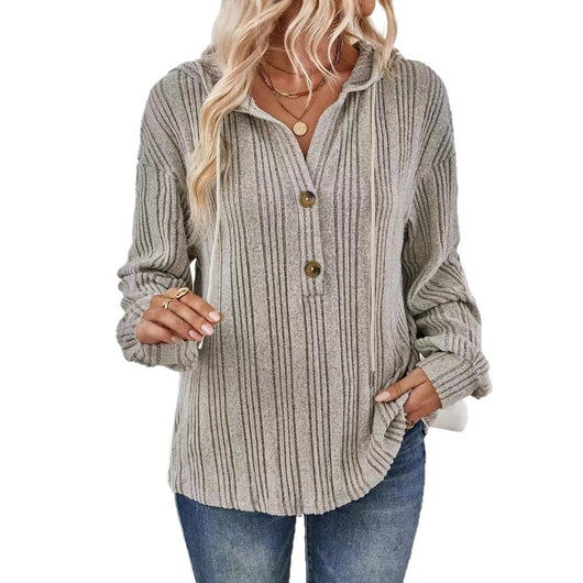 Sudadera con Capucha de Manga Larga en Color Liso para Mujer - Image 5