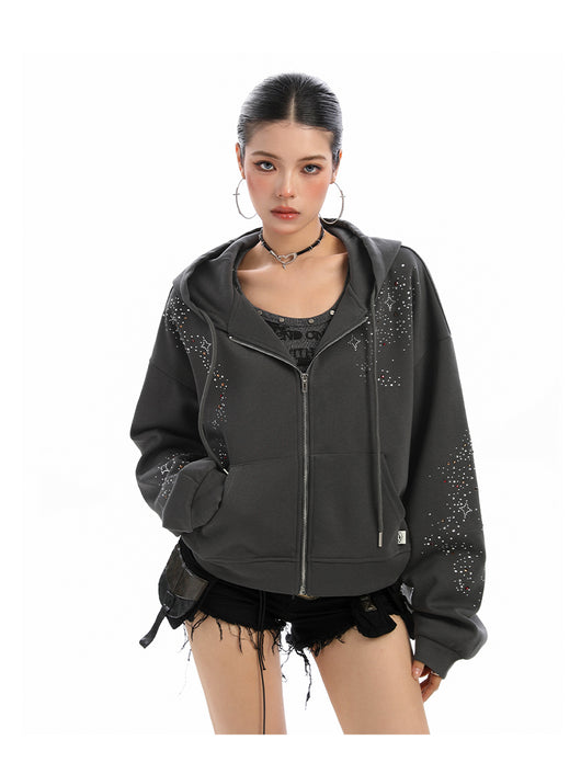 Cardigan con Capucha y Strass para Mujer - Sudadera Brillante con Cierre - Image 13