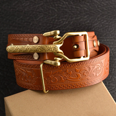 Cinturón de Cuero para Hombre con Patrón Tejido - Image 2