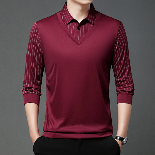 Suéter Tipo Camisa Falsa Dos Piezas para Hombre - Manga Larga Otoño - Image 9