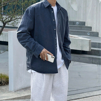 Chaqueta Camisa Denim Suelta Estilo Coreano