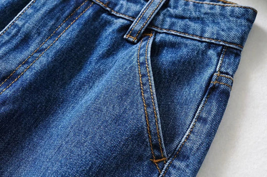 Jeans Talle Alto Pierna Ancha Retro con Costuras Decorativas - Image 23