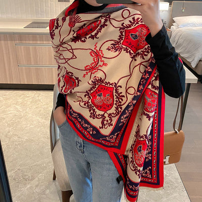 Bufanda de Cachemira con Diseño Japonés para Mujer - Otoño e Invierno - Image 11