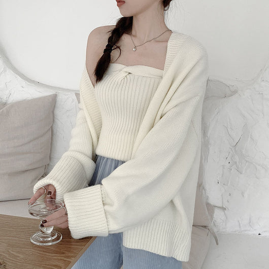Conjunto Tejido Estilo Occidental: Top Corto y Cardigan Holgado - Image 15