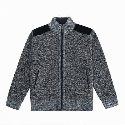 Cardigan Tejido Cálido para Hombre con Cuello Solapa y Diseño de Retazos - Image 6