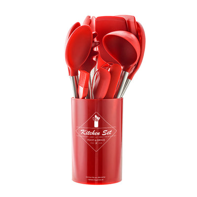 Set de Utensilios de Cocina en Silicona con Mango de Acero Inoxidable - Image 5