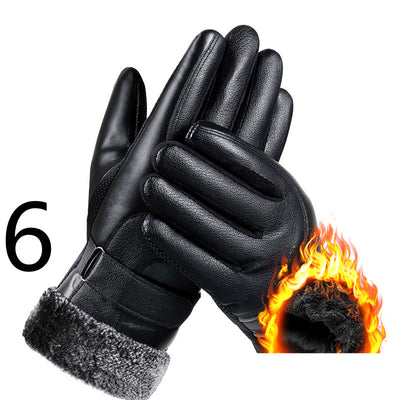 Guantes de Cuero para Moto Invierno Plus Forro Terciopelo Impermeables - Image 7