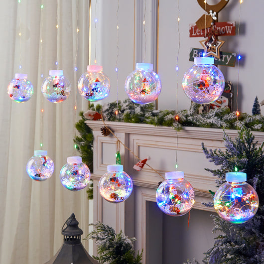 Cortina LED Navideña con Luces Muñeco de Nieve y Esferas Brillantes - Decoración de Ventana 10 Piezas - Image 11