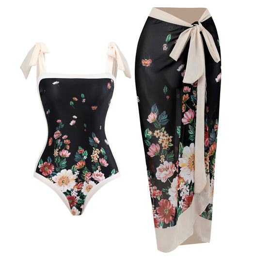 Traje de Baño Retro Una Pieza con Falda de Gasa - Image 31
