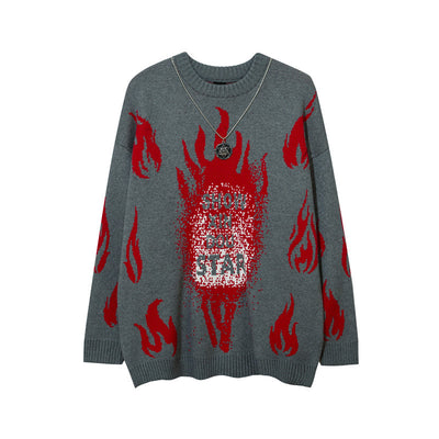 Suéter Suelto Hip Hop Street Flame con Jacquard - Image 12