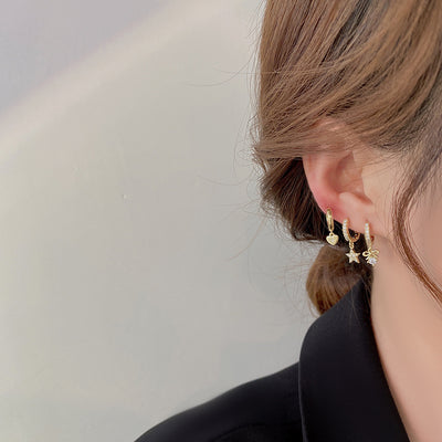 Set de 6 Aretes Copo de Nieve Amor Estrella con Moño - Image 3
