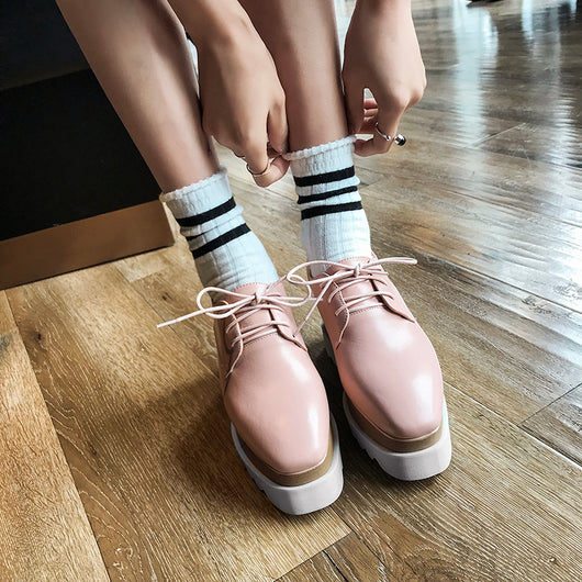 Botines Plataforma Estilo Británico con Tacón Elevador para Mujer - Image 4