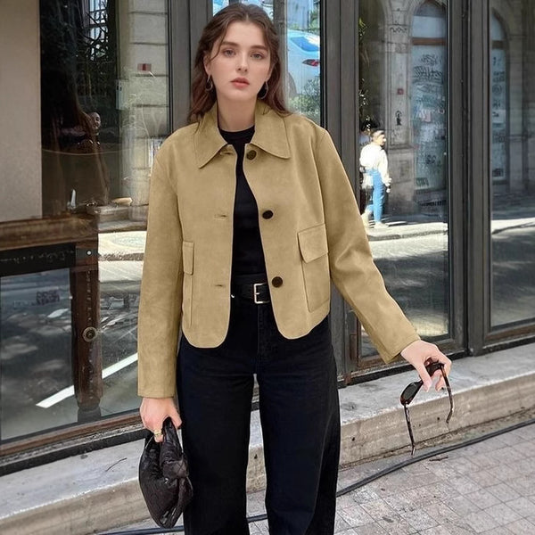 Chaqueta Cortavientos de Gamuza para Mujer - Estilo Moderno y Funcional