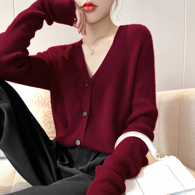 Cardigan Tejido Grueso Cuello V para Mujer