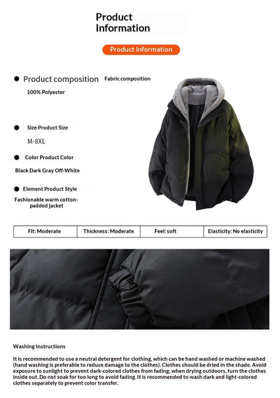 Chaqueta de Invierno Hombre Acolchada Suelta con Diseño Falsa Dos Piezas - Image 24
