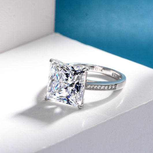 Anillo Cuadrado de Plata Esterlina con Zirconia Cúbica Clásico - Image 18