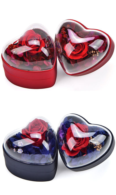 Anillos y Colgantes de Rosas Preservadas para San Valentín con Caja de Almacenamiento - Image 12