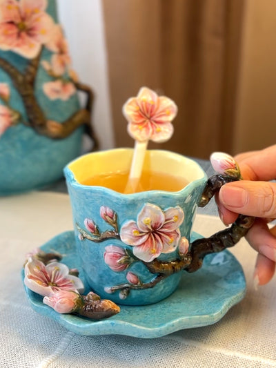 Taza de Cerámica Inspirada en Van Gogh Noche Estrellada con Plato - Image 7