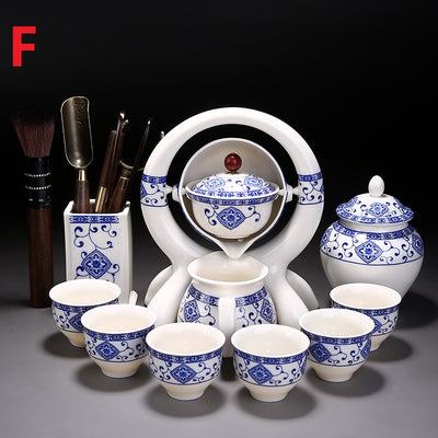 Juego de Tetera y Tazas de Cerámica Azul y Blanco - Image 6