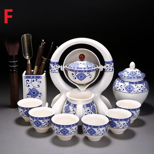 Juego de Tetera y Tazas de Cerámica Azul y Blanco - Image 6