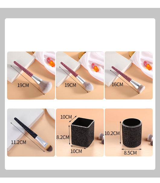 Brocha de Maquillaje con Incrustaciones de Diamantes y Cerdas Suaves - Image 8