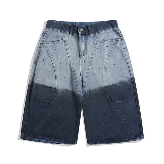 Jeans Cropped Desteñido Tie-dye Degradado Estilo Vintage
