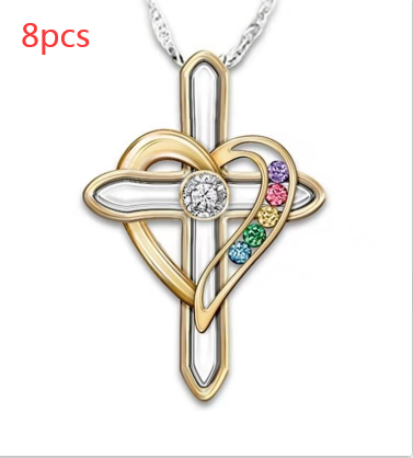 Collar Cruz de Amor con Gemas de Colores - Image 10