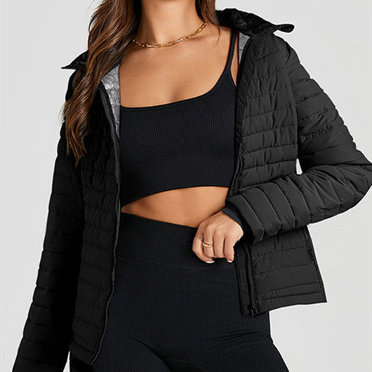 Chaqueta Acolchada de Algodón para Mujer con Cuello Tipo Mao