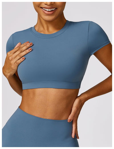Top Deportivo Ajustado Antiimpacto con Manga Corta para Yoga - Image 16