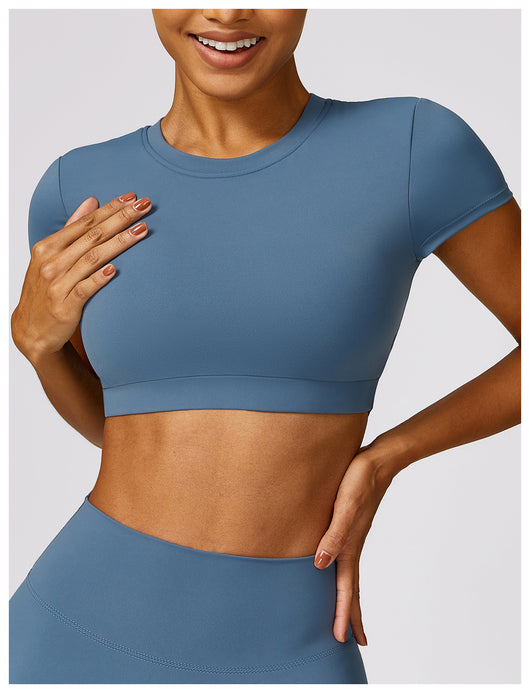 Top Deportivo Ajustado Antiimpacto con Manga Corta para Yoga - Image 16