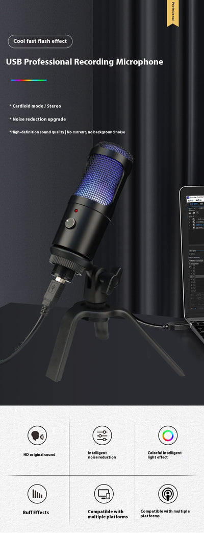 Micrófono Condensador RGB para Gaming, Streaming y Grabación Profesional - Image 8