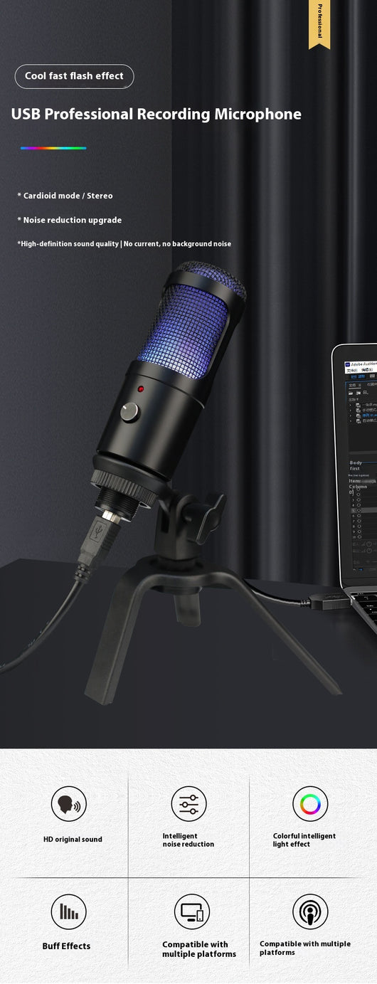 Micrófono Condensador RGB para Gaming, Streaming y Grabación Profesional - Image 8