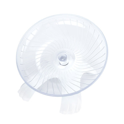 Blue transparent hamster flying saucer running wheel with a white stand, suitable for hamsters and small pets. - Image 5