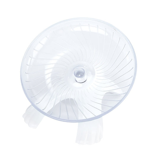 Blue transparent hamster flying saucer running wheel with a white stand, suitable for hamsters and small pets. - Image 5