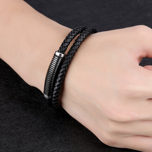 Pulsera Doble de Cuero Genuino Estilo Vintage - Image 10