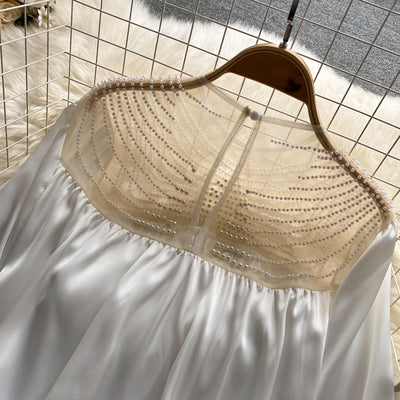 Blusa Elegante Plisada con Malla Transparente y Detalles Perlados - Image 17