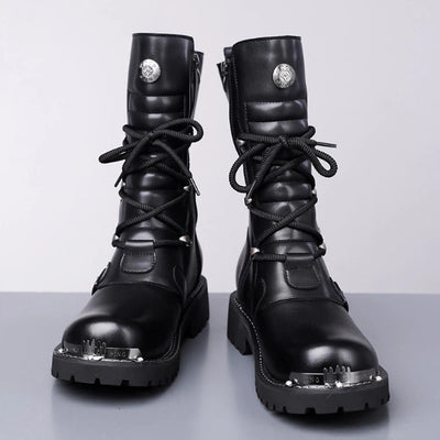 Botas Altas de Invierno para Hombre Estilo Ecuestre Vintage Denim Británico - Image 7